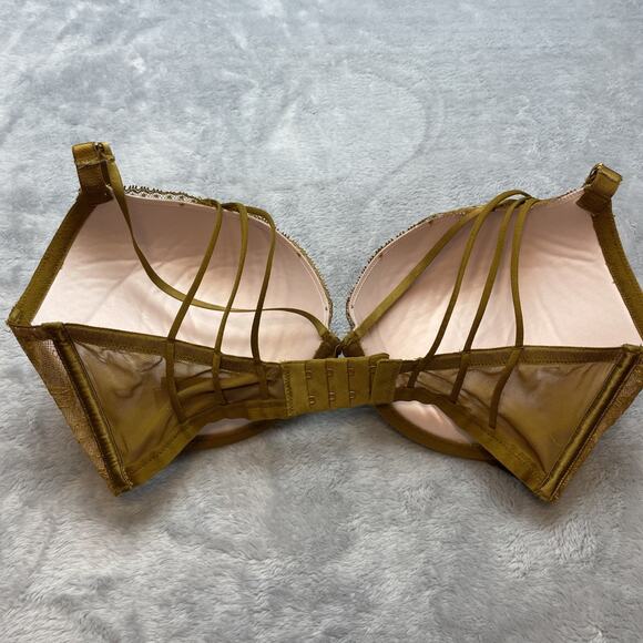 Victorias Secret Very‎ Sexy Push Up Bra Womens 34DDD Gold Lace Floral Adds 1 Cup - Picture 2 of 7